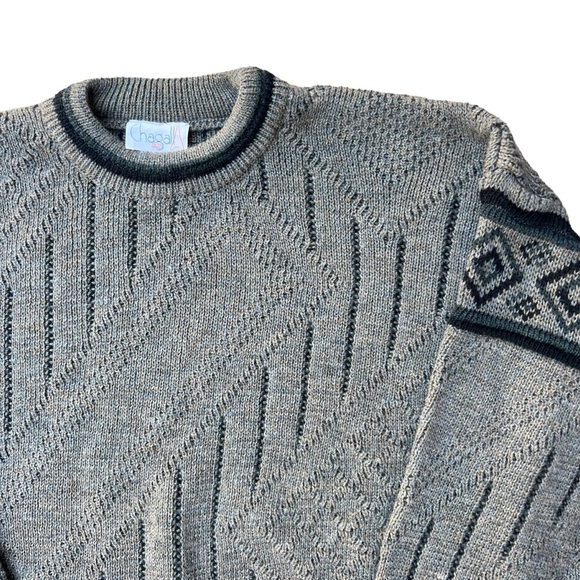 Chagall Paris Other - Vintage 90s - Chagall Paris - 3D Textured Grandpa Sweater - Grey - Large